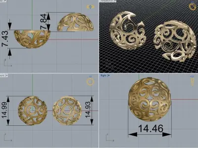Ornament ball earring  450 3D print model