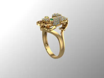 Toad and Frog Gold rings NN082 3D print model