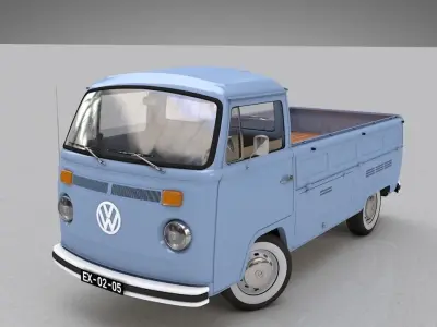 VOLKSWAGEN T2 PICKUP SINGLE CAB 1974 3D model