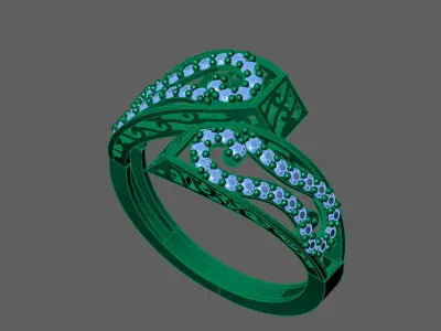 Womens Rings With Stone Ring Ready STL 3DM Models Rings women 3D print model