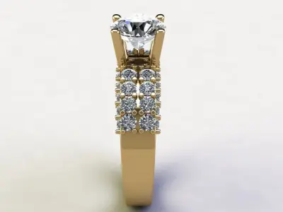 Ring23 gold engagement ring with diamonds 3D model