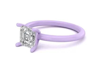 Square Emerald Cut Womens Rings With Stone Ring Ready STL 3DM  3D print model
