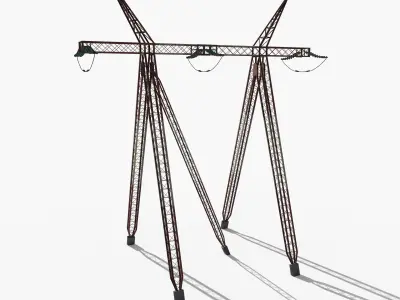 Electricity Pole 12 Weathered Low-poly 3D model