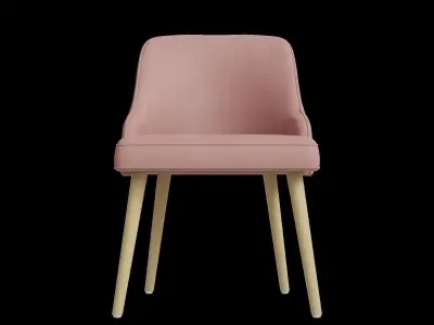 Upholstered Dusty Rose Velvet Dining Chair 3D model
