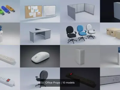 Office Props 3D Model Collection