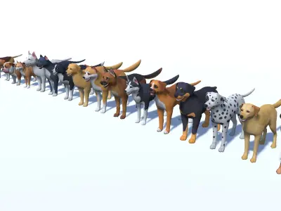 Cartoon Dogs Pack Low-poly 3D model