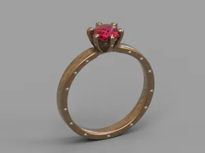 Ring 3d Model with ruby stone no Low-poly 3D model