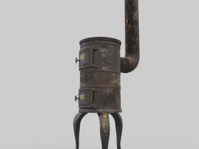 Old Stove Low Poly PBR Low-poly 3D model