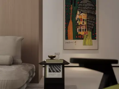 Modern living room dining room interior scenes 130 3D model