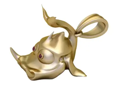 Golden Mystic Rhino Pendant 3D print model
