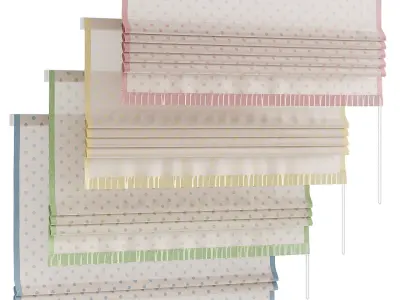 Roman curtain with ruffles for the children room 3D model