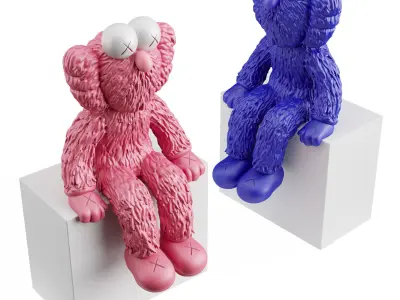 KAWS BFF Sitting sculpture Low-poly 3D model