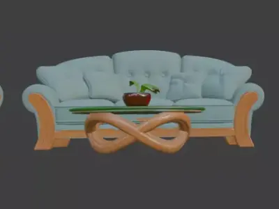 Cartoon sofa Set 3D model purchase