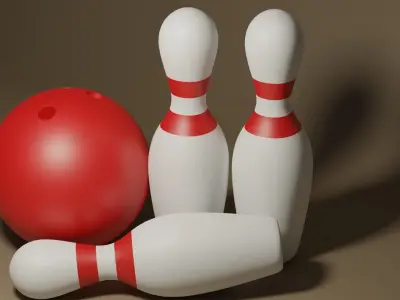 Bowling Ball and Pins Low-poly 3D model