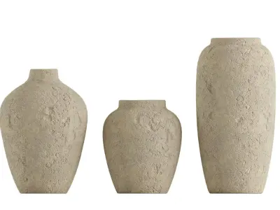 Textured Cream Vase 3D model
