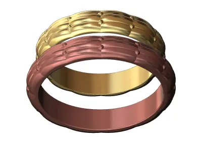 Rounded faceted ring with capitonne pattern 3D print model