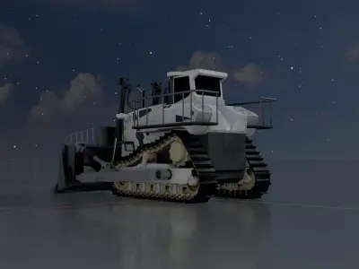 Hydraulic bulldozer tracked construction site vehicle white Low-poly 3D model