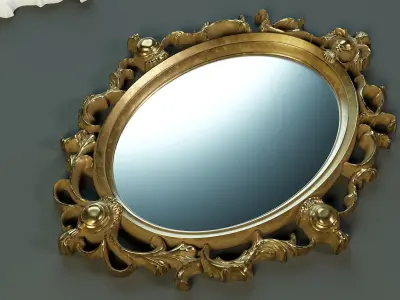 Oval Mirror Frame PBR Low-poly 3D model
