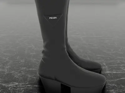 PRADA MID LEATHER BOOTS 3D SHOES Low-poly 3D model
