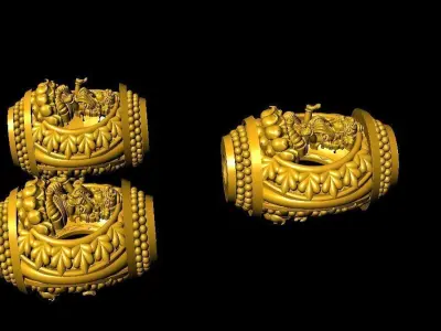 laxmi pendant earing gold 3D print model