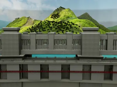 dam 3d model room with mountains and lake 3D model