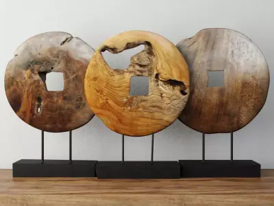 Teak Wood Table Top Decoration 3D model