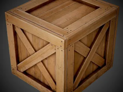 Realistic wooden box PBR Game-Ready Low-poly 3D model