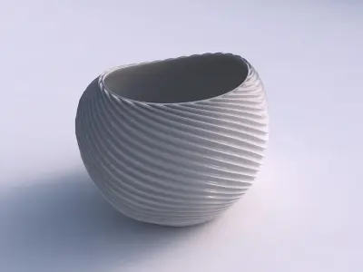 Bowl compressed 2 with wavy extruded lines 2 3D print model