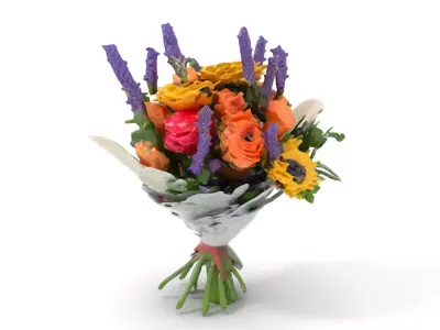 Vibrant Floral Bouquet model pack Low-poly 3D model order