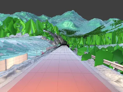 Scenic Winter Countryside Roads Low-poly 3D model
