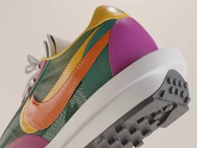 Nike Sacai LD Waffle Pine Green Low-poly 3D model