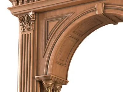 Arched doorway wood Arch in classic style 3D model