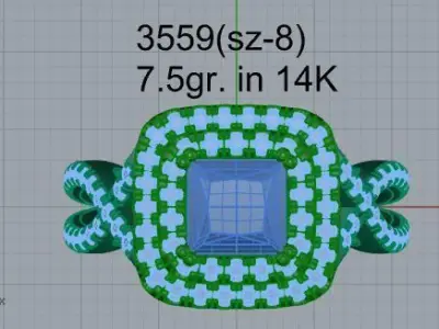 Square Double Halo Twisted Ring 3559 3D print model