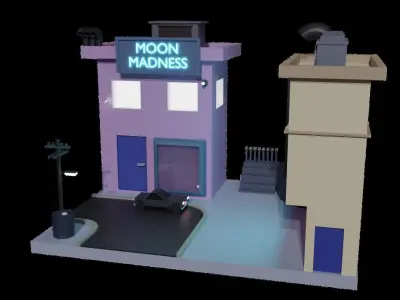lowpoly buildings for game  Low-poly 3D model
