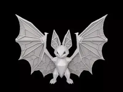 Geometric Low-Poly Bat for Halloween  3D print model