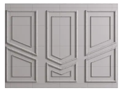 Panel wall with four doors and two windows 3D model