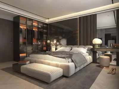 Modern Bedroom Scene 24 3D model