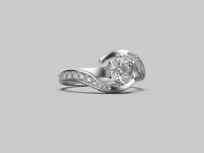 Twisted solitaire ring  in 2 styles and 20 sizes 3D print model