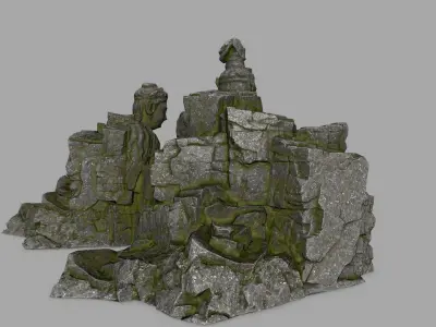 buddha rock gate Low-poly 3D model