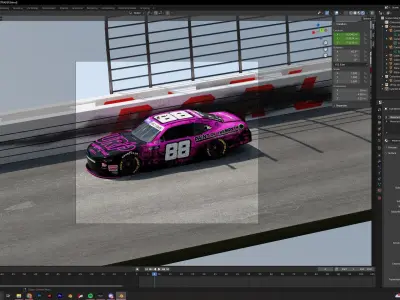 Darlington NASCAR turn 2 render scene  3D model