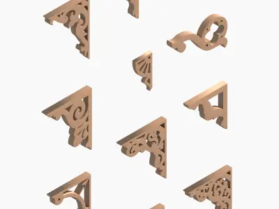 Wood Brackets Free 3D model