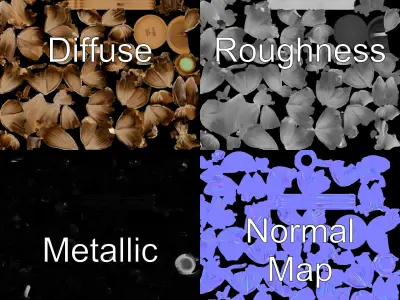 Metallic Lotus Sculpture Model Pack Low-poly 3D model