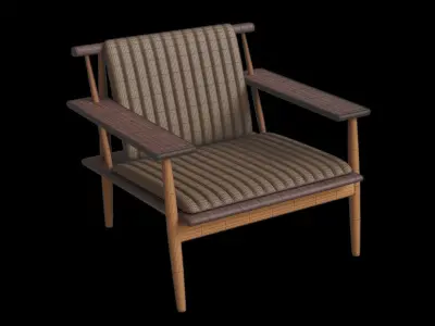 Dark Arm Leather Lounge Chair Low-poly 3D model
