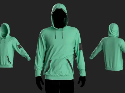 2 Hoodies Marvelous Designer project 3D model