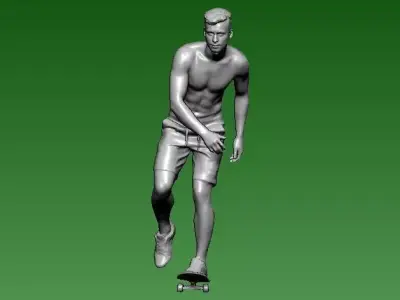 Roller skating boy model for decoration - 3D printed - statue 3D print model