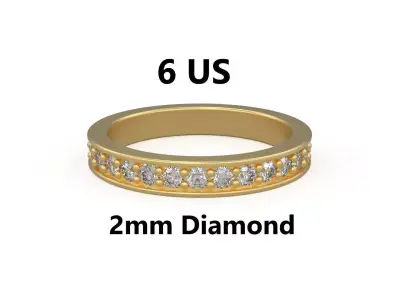 Model 1212 Eternity Diamond Band Ring 6 US Size 2mm Diamond 3D print model