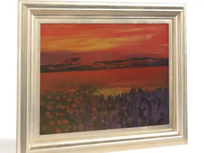 Andrea Razzaauti Painting of Irish Poppy Field Wall Art PBR 3D model