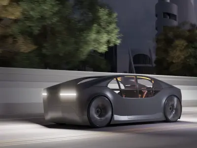 Self-driving concept car with interior and rigged 3D model