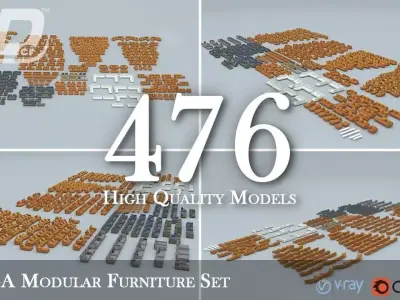 MEGA Modular Furniture Set Collection 3D Model Pack