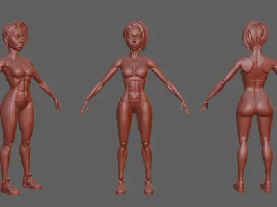 Cartoon Sports Female Character Sculpture 3D model